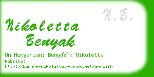 nikoletta benyak business card